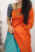 Orange Lovely Silk Saree for Women