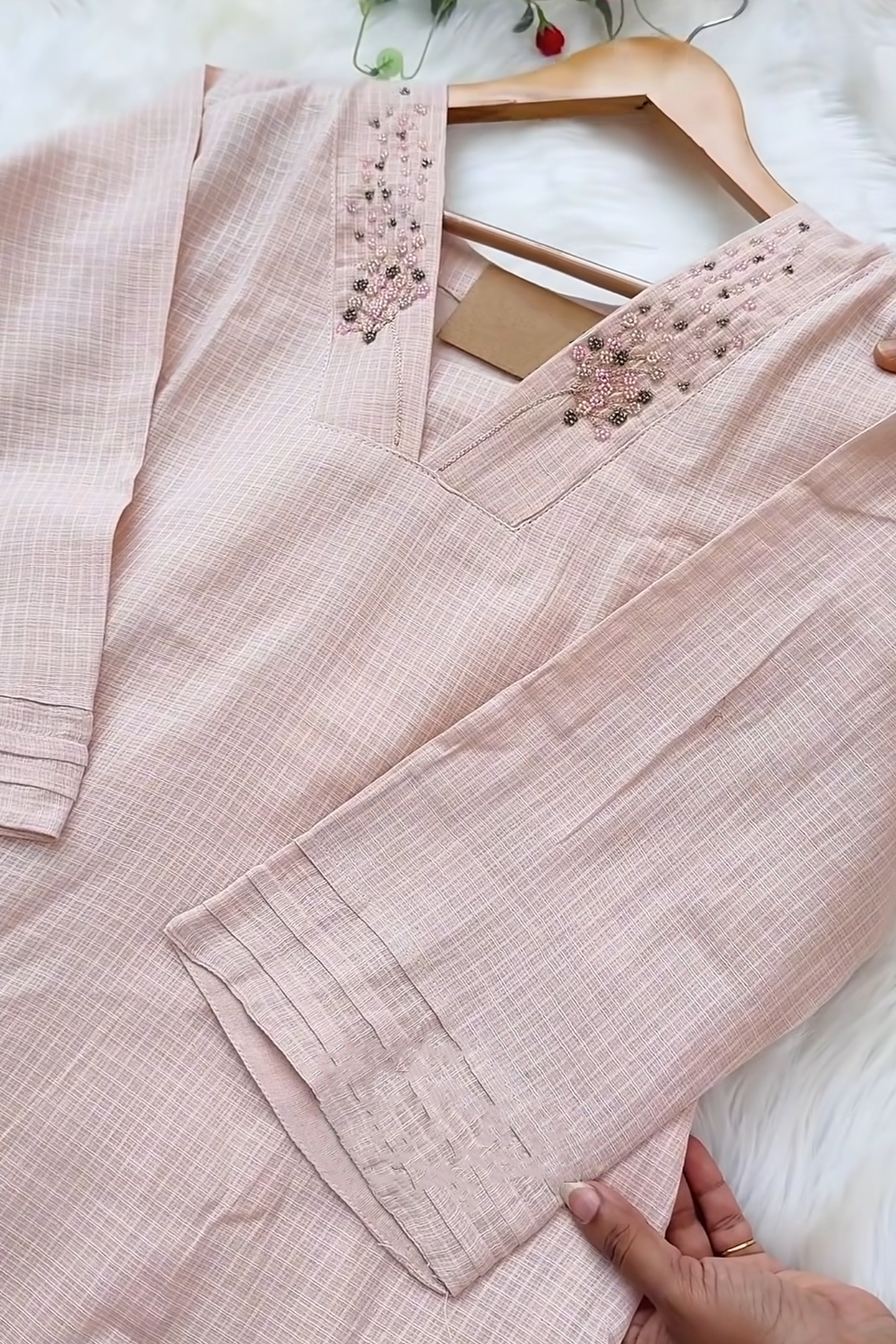 Baby Pink Designer Kurta set Suit For Women