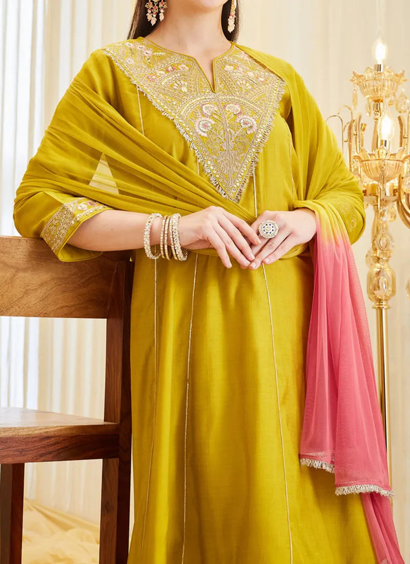 Yellow Fancy Alluring Beautiful Suit Set for Women's