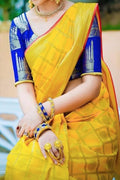 Yellow Indian Beautiful Soft Silk Saree