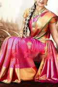 Pink Classic Zari Weaving Banarasi Silk Saree