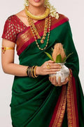 Green Banarasi Wedding style Saree for Women