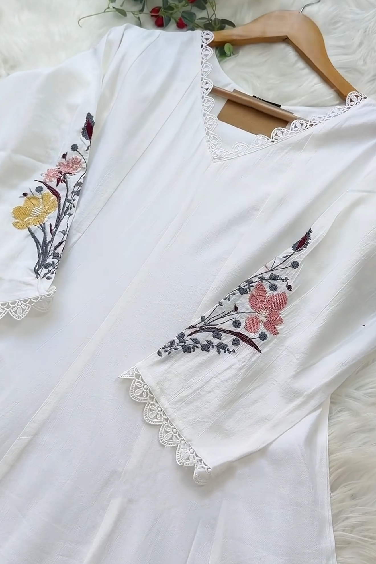 Off White Premium Designer Kurta set Suit For Women