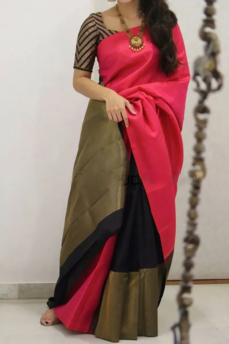 Pink look Banarasi Wedding style Saree for Women