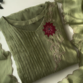 Olive Green cotton Embroidered Salwar Suit  Dress Set For Women's
