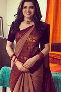 Chocolate Colour Indian Beautiful Soft Silk Saree