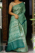 Ocean Blue Banarasi Premium Saree for Women