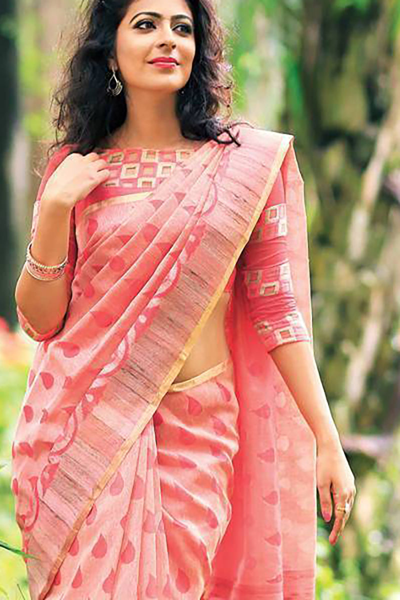 Pink New Look Soft Silk Saree