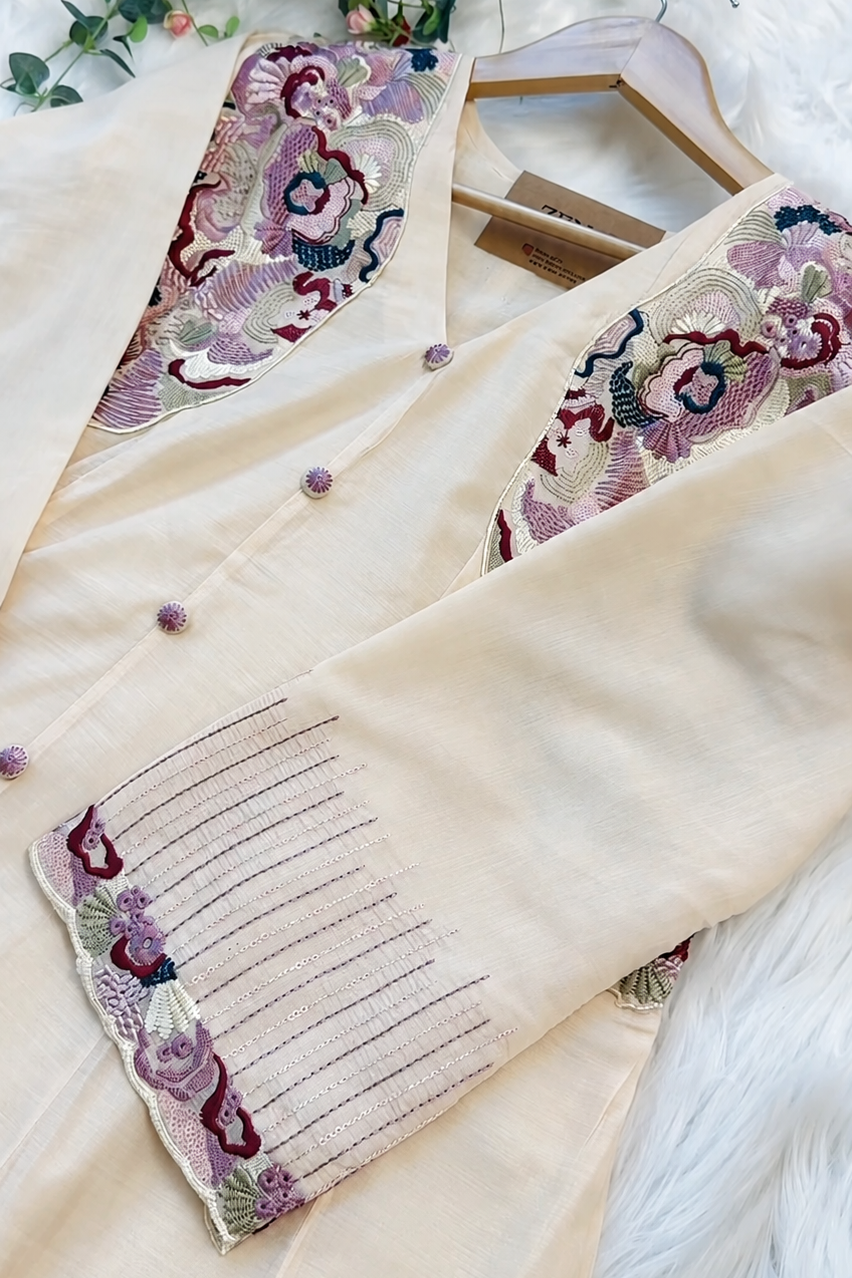 White Elegent Designer Kurta set Suit For Women