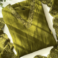 Parrot cotton Embroidered Dress Set