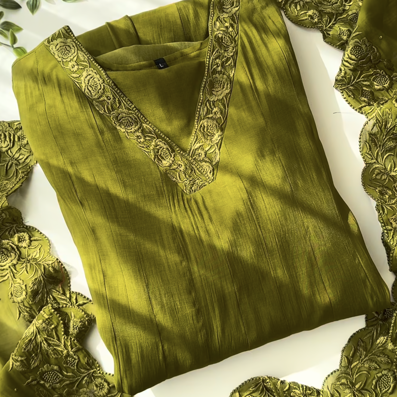 Parrot cotton Embroidered Dress Set