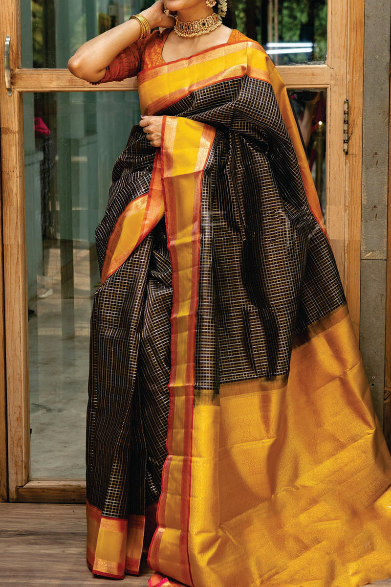 Alluring Mustered Beautiful Banarasi Saree for Women