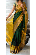 New Green & Golden Beautiful Soft Kanjivaram Silk Saree