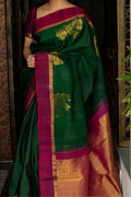 Zade Green Kanjivaram Wedding style Saree for Women