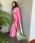 Pink Classic Banarasi Zari Weaving Silk Saree