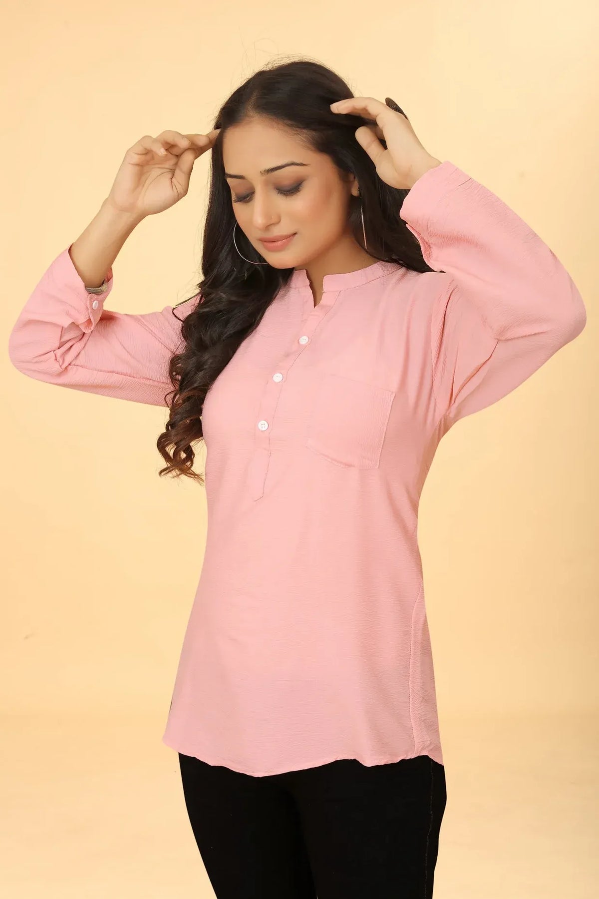 Premium Pure Cotton Pink Casual Tunic
