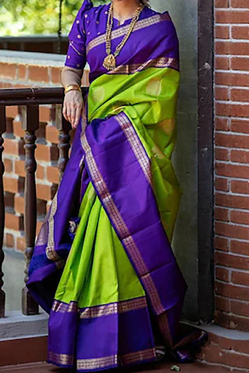 Parrot Color Kanjivaram Saree for Women