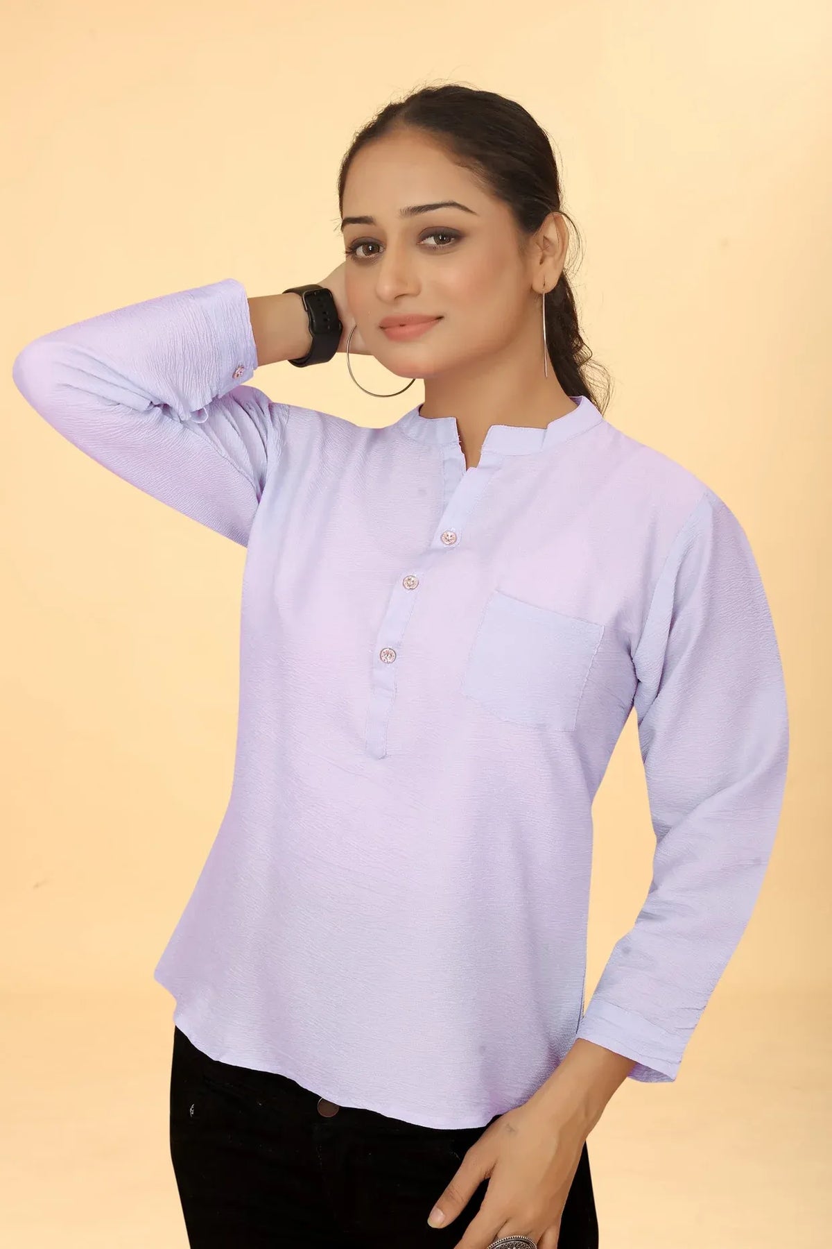 Premium Pure Cotton Lavender Casual Tunic