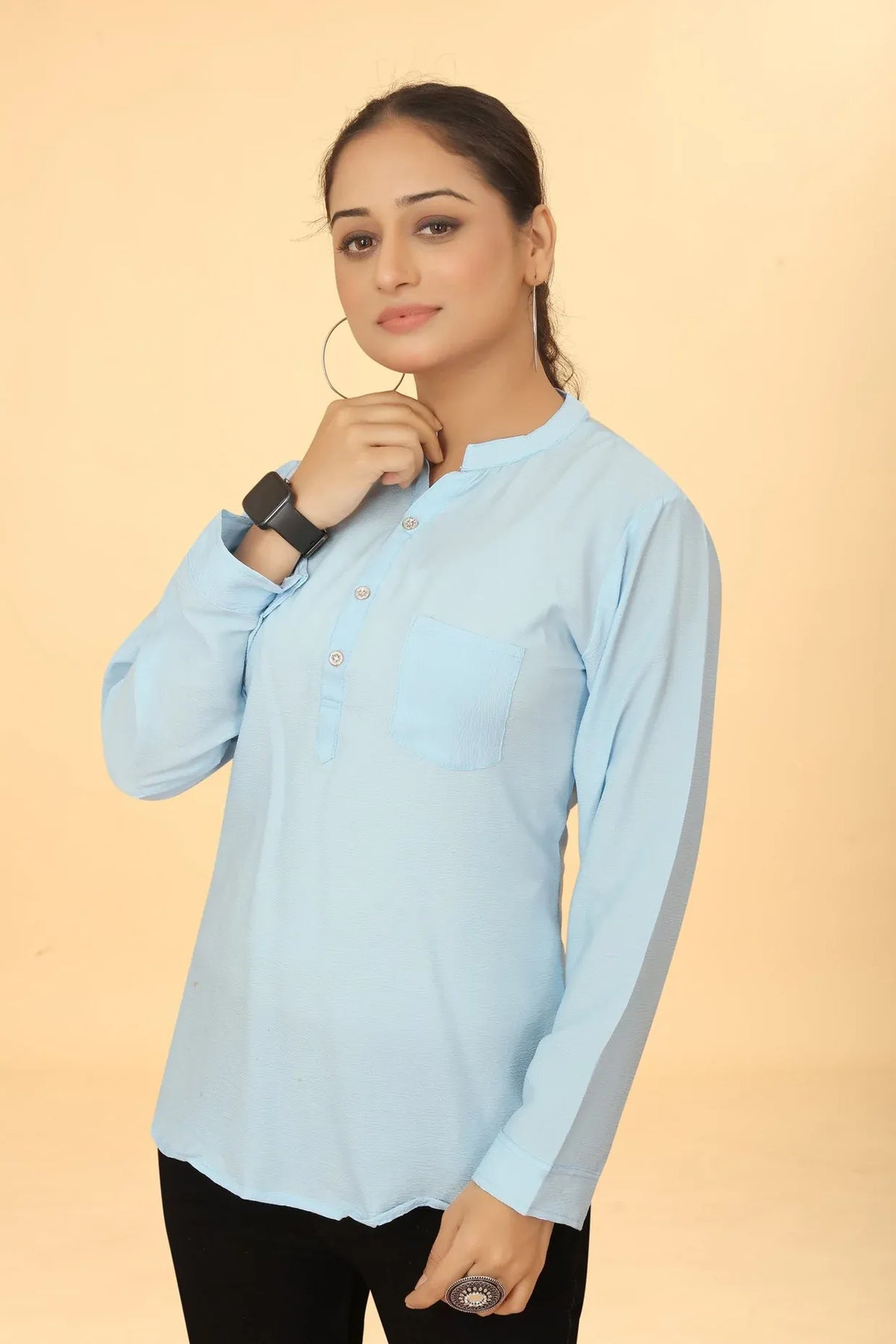 Premium Pure Cotton Sky Blue Casual Tunic