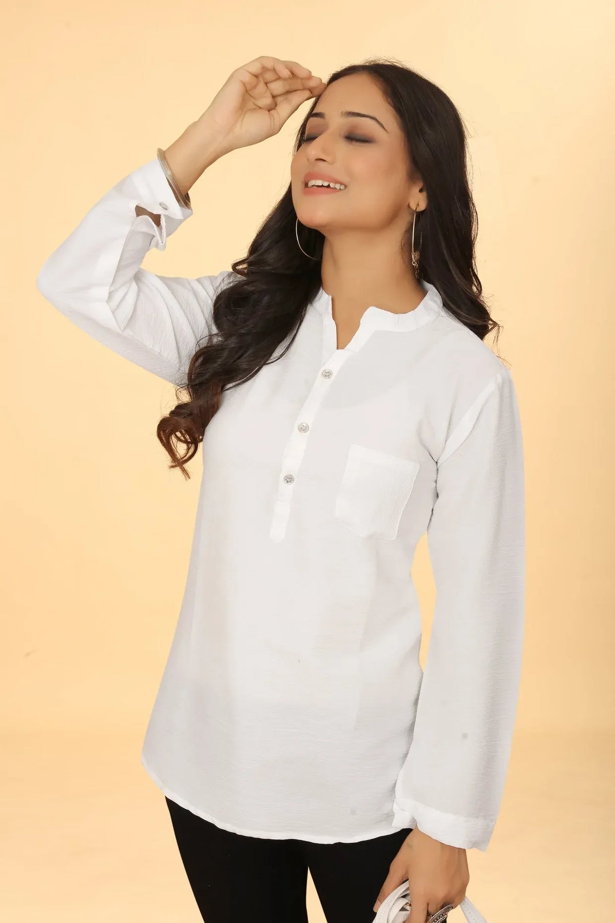 Premium Pure Cotton White Casual Tunic