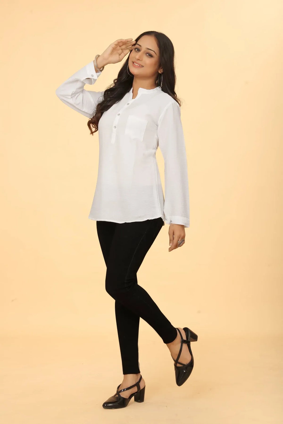 Premium Pure Cotton White Casual Tunic
