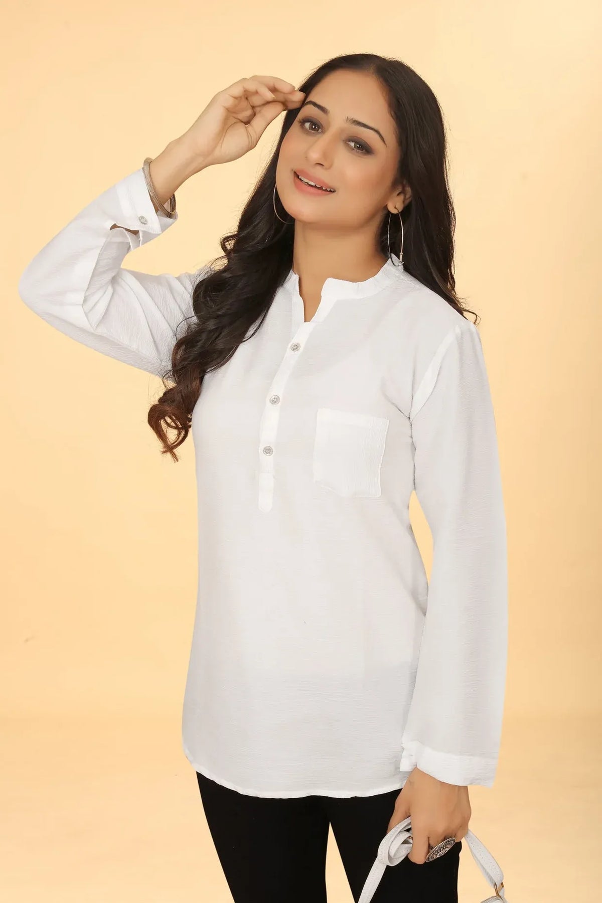 Premium Pure Cotton White Casual Tunic